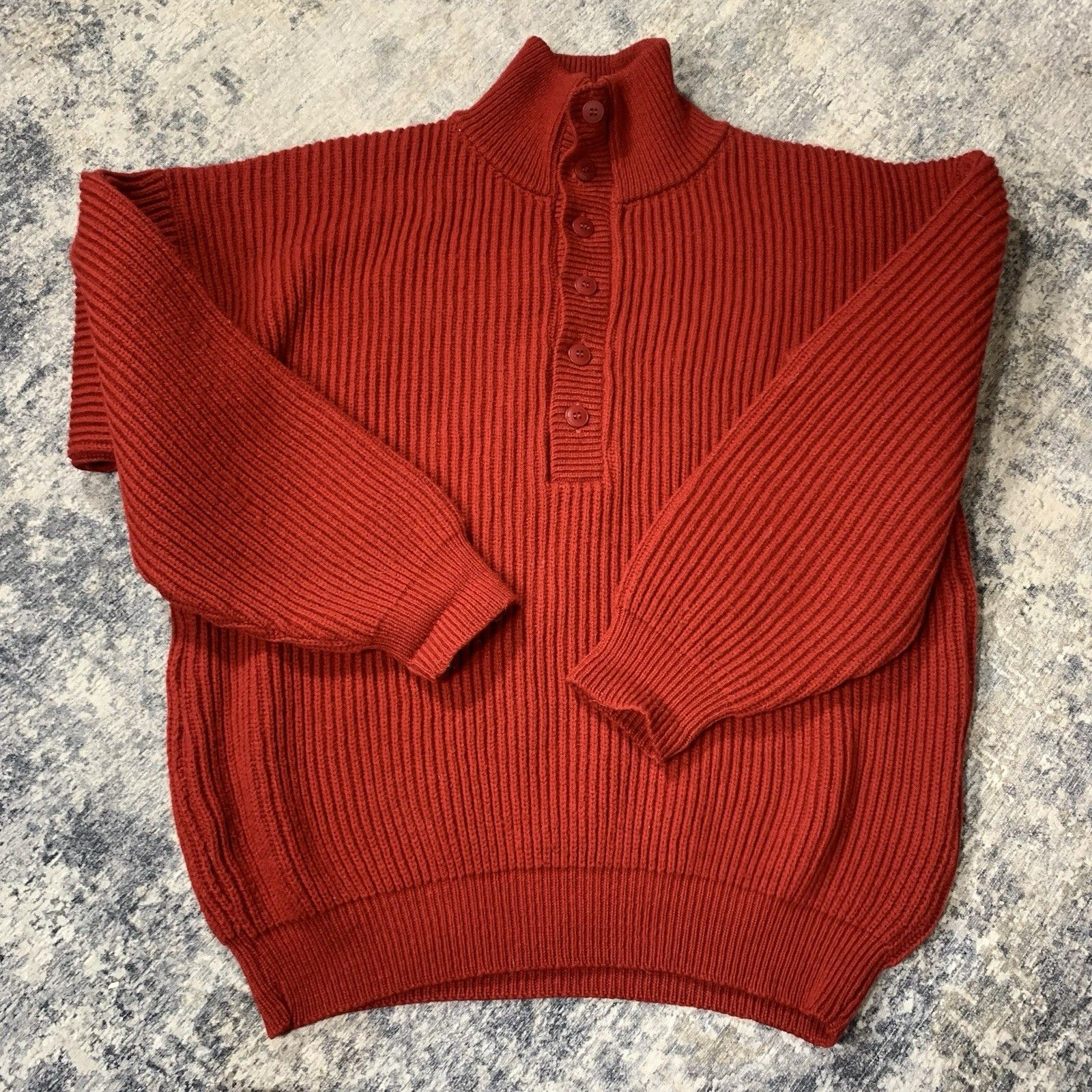 Wool Knit Rei Chamonix Guide Sweater Fisherman Red Burgundy Usa Vintage Large — image 3 of 8